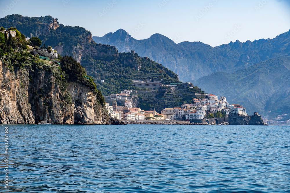 Panoramic view of beautiful Amalfi coast, Italy.
