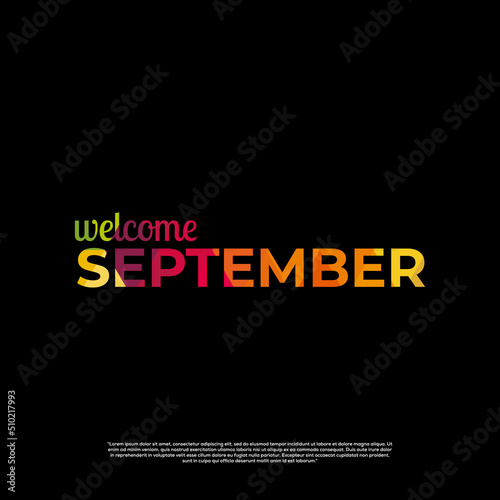 welcome september colorful design with black background