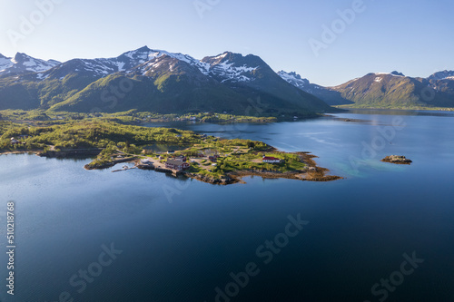 Fototapeta Naklejka Na Ścianę i Meble -  Aerial view of Lofoten islands in north Norway