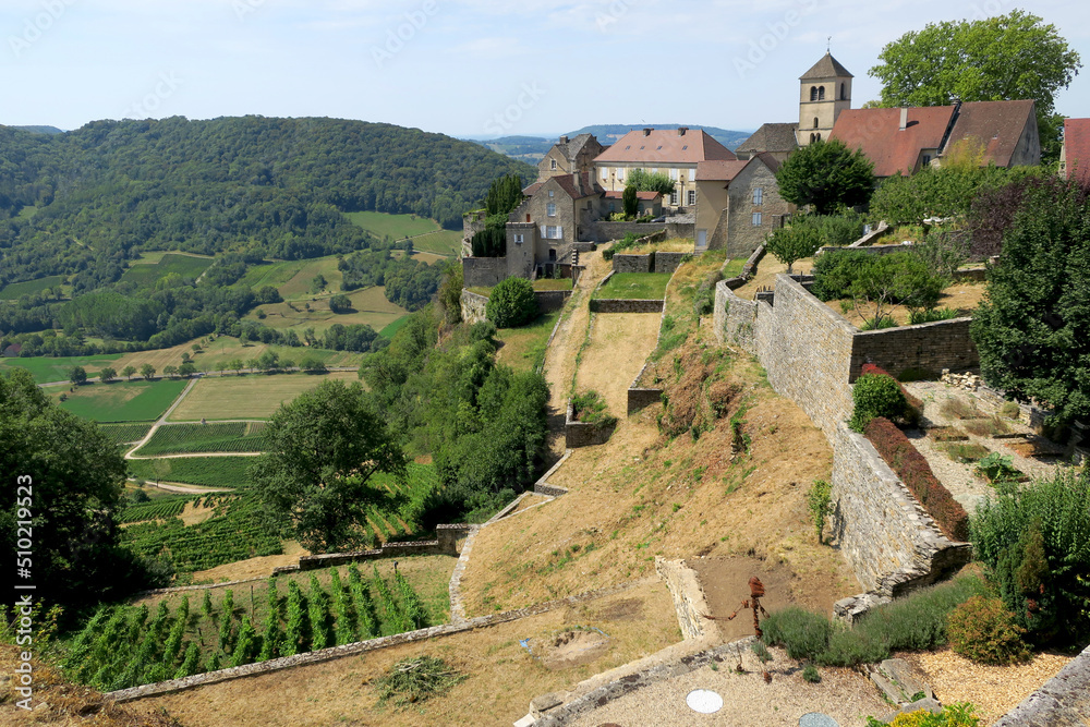 View of Château-Chalon, a beautiful village in the Jura mountains in France