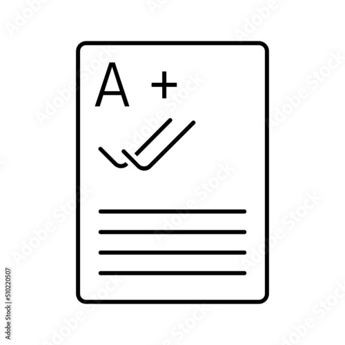 Black line icon for Exam result
