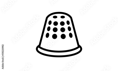thimble vector icon minimalist design out line style  with white background