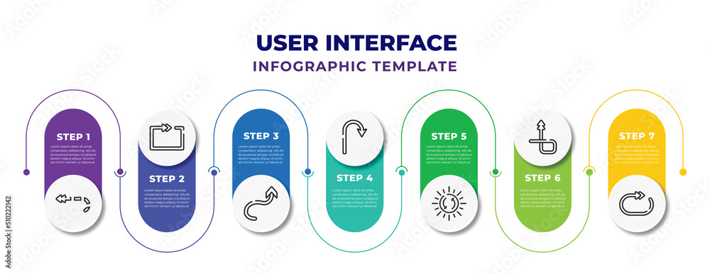 user interface infographic design template with turn right arrow with ...