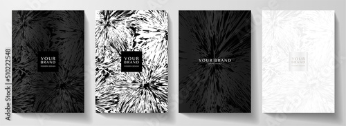 Premium cover design set. Abstract background with line pattern. Vector in black, white colours for business background, brochure template, planner, flyer a4, music poster