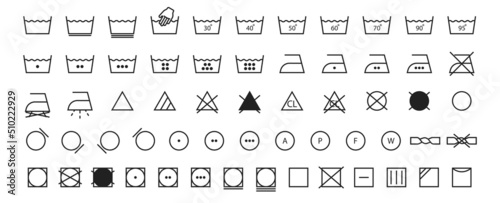 Laundry icons big set. Washing symbols. Vector EPS 10