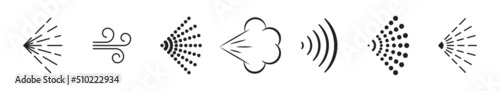 Spray cloud icon set. Perfume, water, paint spray symbols. Vector EPS 10