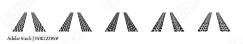 Tire track wheel print stratching to the horizon. Vector EPS 10