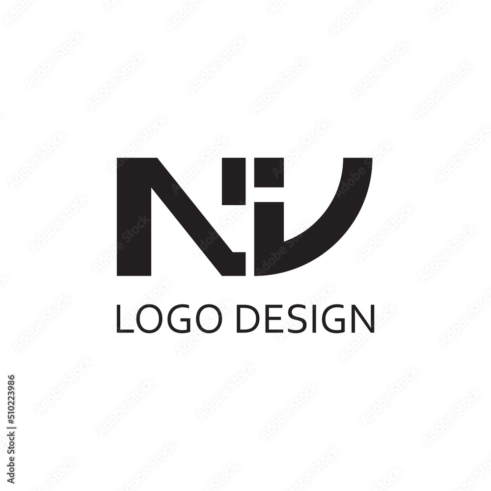simple letter N V monogram for logo company design