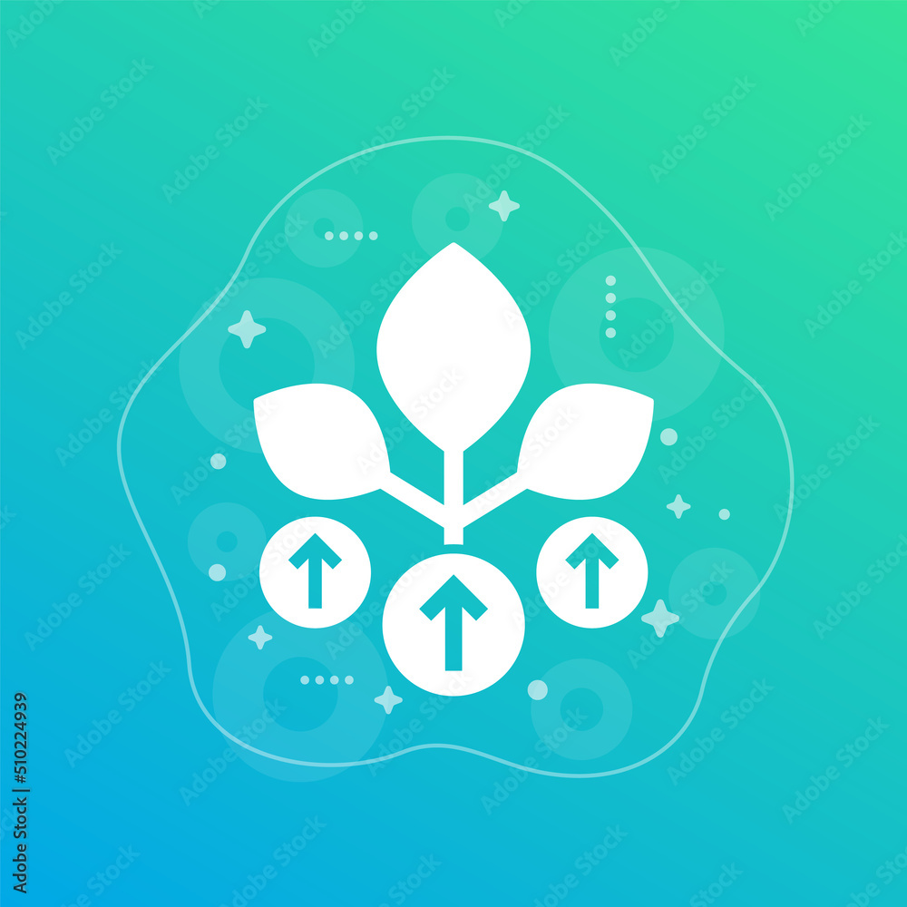 increase plant growth icon with arrows increase plant growth icon with arrows