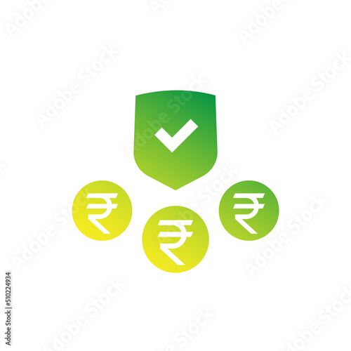 insurance money, payments icon with rupee