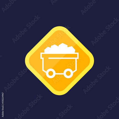 minecart or mine wagon icon, vector