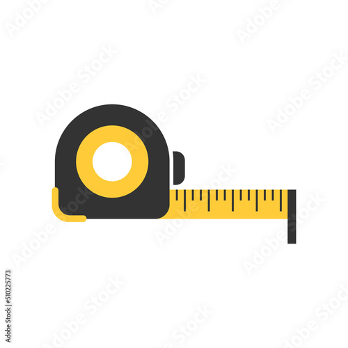 Measuring tape icon in flat style. Measure equipment vector illustration on isolated background. Yardstick sign business concept.