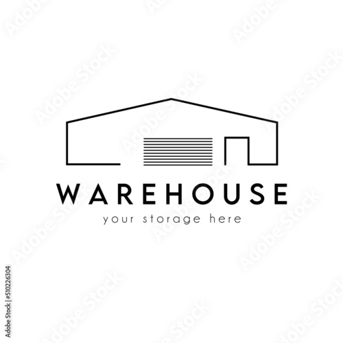 warehouse with lines logo vector illustration design