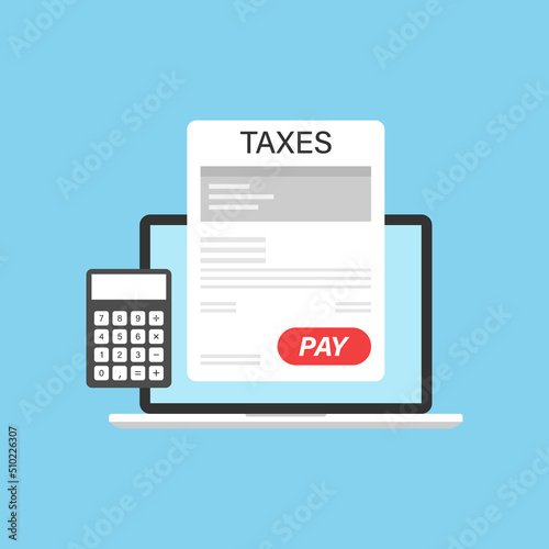 Online digital invoice icon in flat style. Notebook with bills vector illustration on isolated background. Payment receipt and calculator sign business concept.
