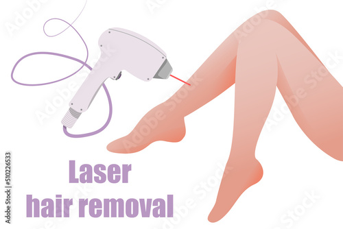 lLaser hair removal Woman legs isolated on white background, hair and bulb removal, laser hair removal, hair removal machine, smooth skin