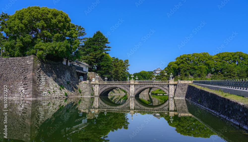 皇居外苑から望む二重橋こと正門石橋(東京都千代田区) 皇居外苑から望む二重橋こと正門石橋(東京都千代田区)