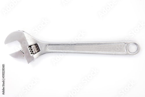 Steel wrench spanners isolated on a white background in close-up © aekkorn