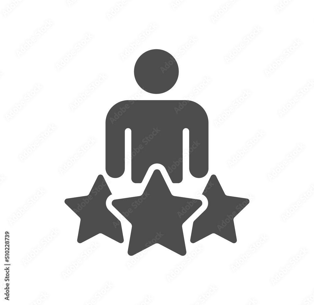 man and three stars vector icon isolated on white background. man and three stars stock vector illustration for web, mobile app and ui design man and three stars vector icon isolated on white background. man and three stars stock vector illustration for web, mobile app and ui design