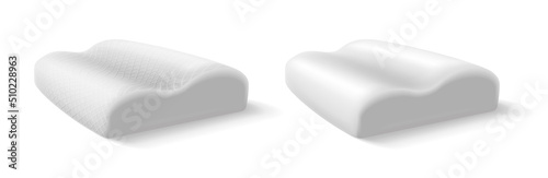 3d realistic vector icon set. Orthopedic pillow for the neck. White texture.