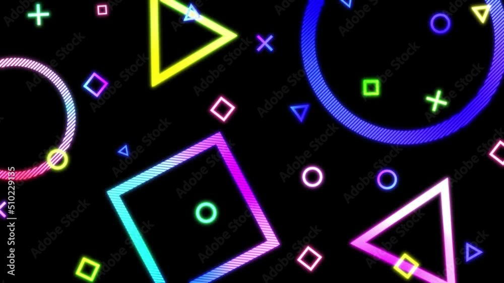 Colorfully glowing shape animation. seamless abstract background
