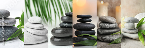 Photography Collage with stacks of spa stones