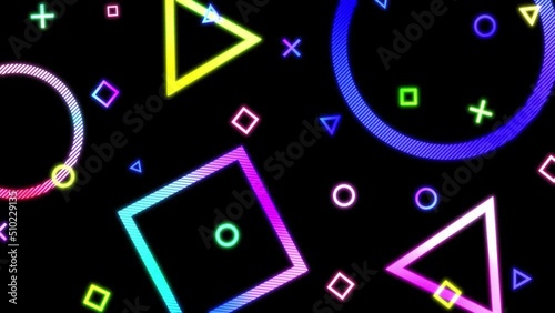 Colorfully glowing shape animation. seamless abstract background