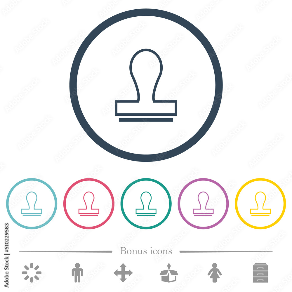Stamp outline flat color icons in round outlines Stamp outline flat color icons in round outlines