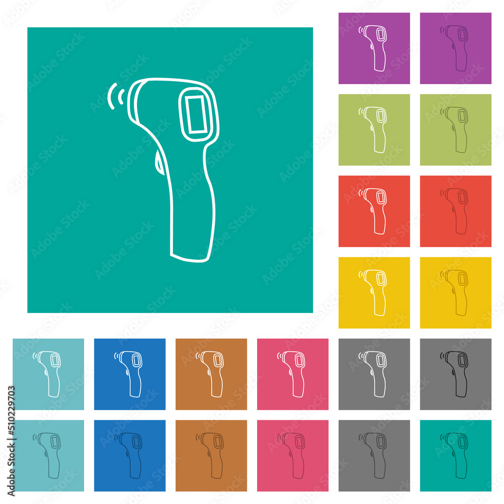 Contactless thermometer outline square flat multi colored icons Contactless thermometer outline square flat multi colored icons