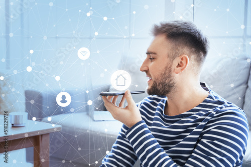 Man with mobile phone using...