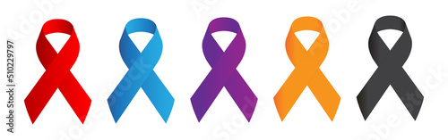 Set of awareness ribbons