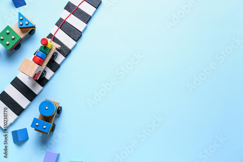 Toy train with building blo...
