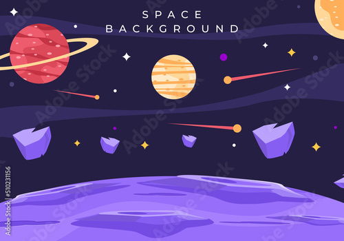 Space banner with purple planet background