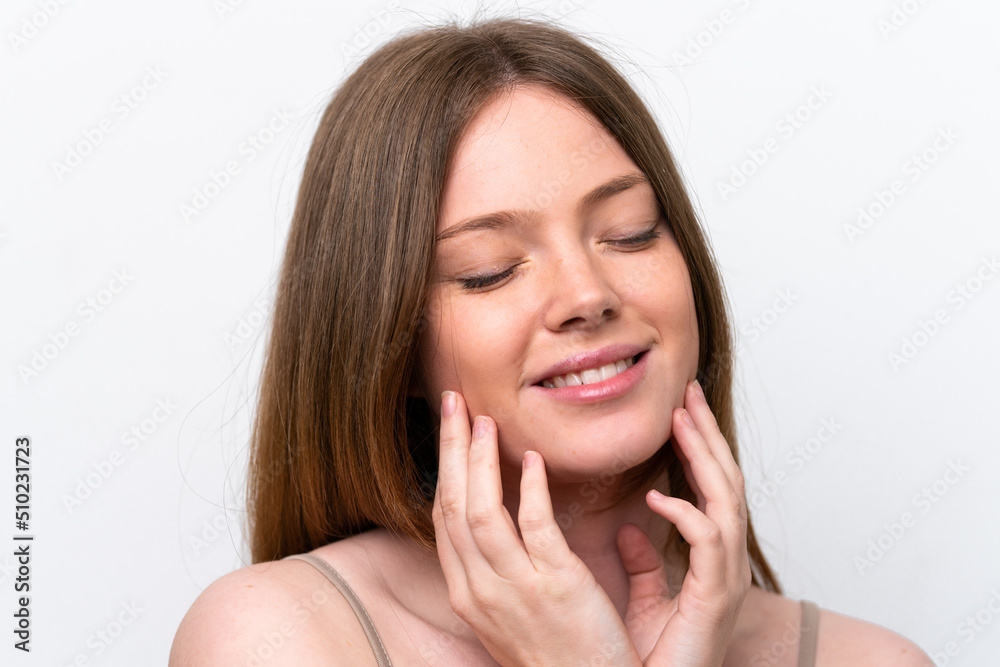 Young caucasian woman isolated on white background . Portrait Young caucasian woman isolated on white background . Portrait