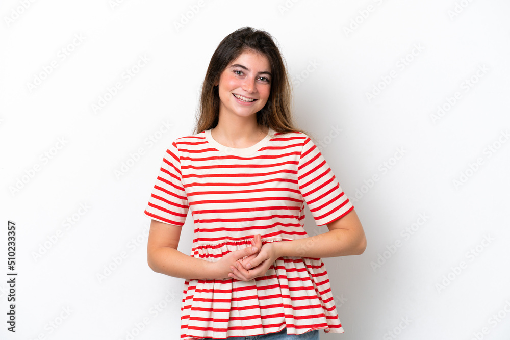 Young caucasian woman isolated on white background laughing Young caucasian woman isolated on white background laughing