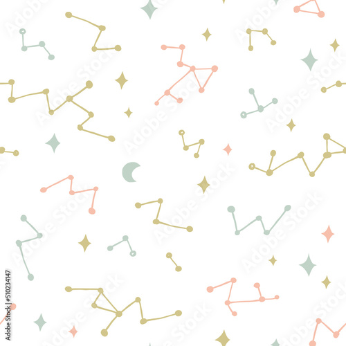 Seamless pattern with abstract constellations