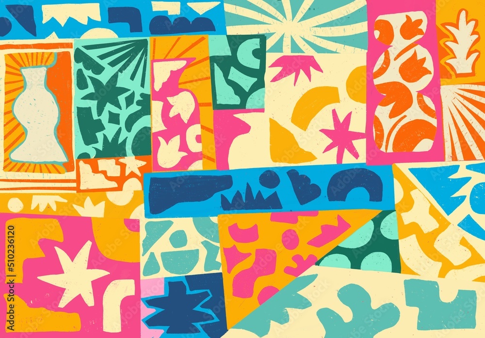 Hand drown Abstract colorful Background. Square doodle various shapes, spots, drops, curves, lines. Contemporary Patchwork concept. Perfect for textile prints Hand drown Abstract colorful Background. Square doodle various shapes, spots, drops, curves, lines. Contemporary Patchwork concept. Perfect for textile prints