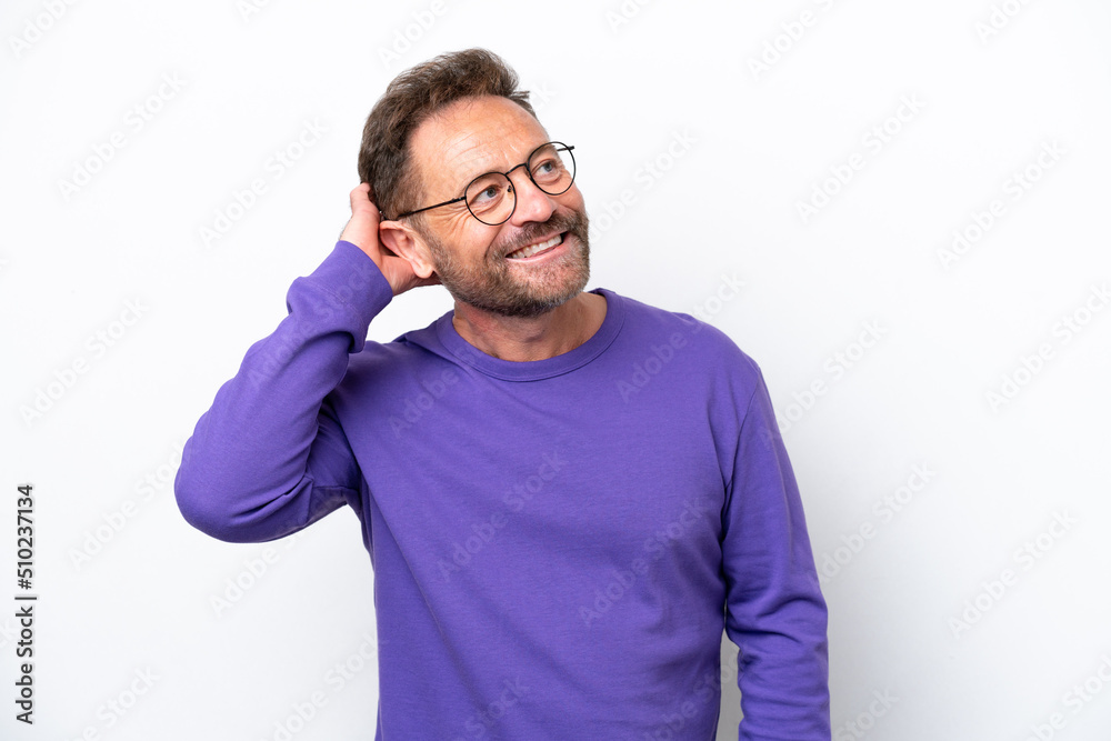 Middle age caucasian man isolated on white background thinking an idea