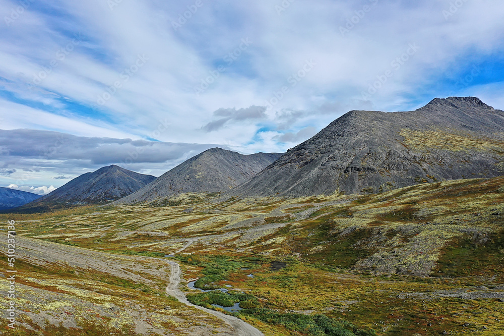 Altai mountains panorama view from drone, hill nature view of russia landscape Altai mountains panorama view from drone, hill nature view of russia landscape