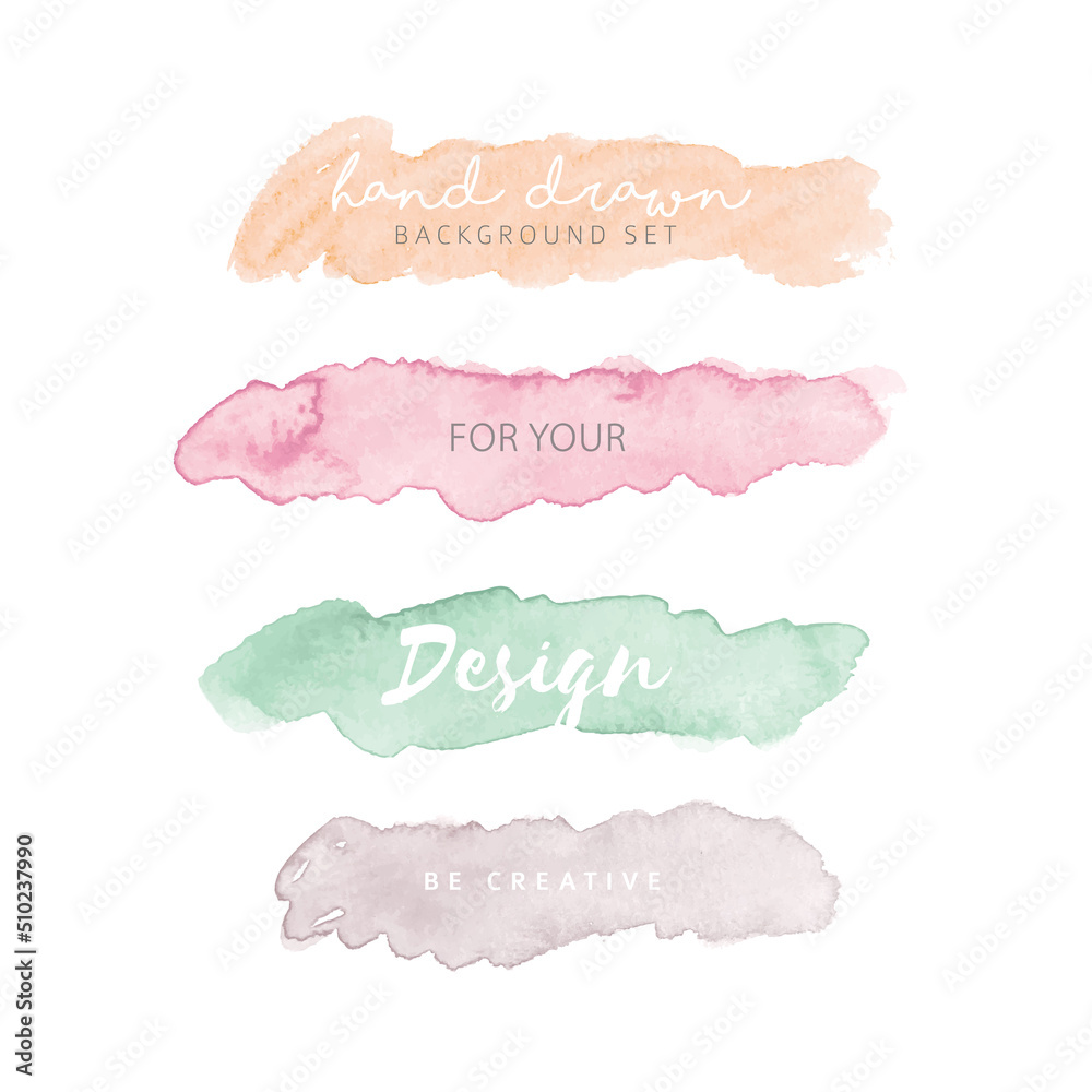 Beautiful watercolor elements for design in light colors