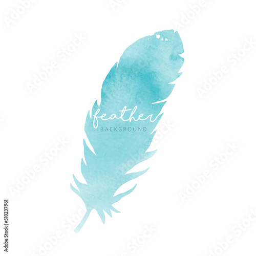Watercolor blue feather background