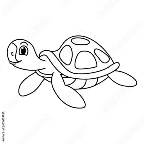 Cute turtle cartoon coloring page illustration vector. For kids coloring book.