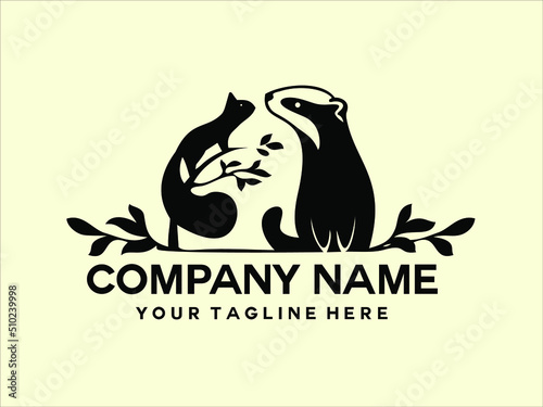 animal silhouette squirrel logo vector