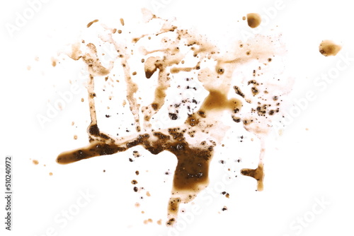 Wet mud, stains texture isolated on white, top view and clipping path