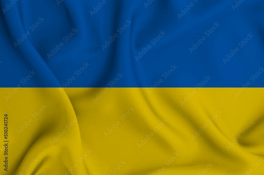 Close-up of Ukrainian flag woven on custom made different type of fabric and the flag's blue and yellow colors. Close-up of Ukrainian flag woven on custom made different type of fabric and the flag's blue and yellow colors.