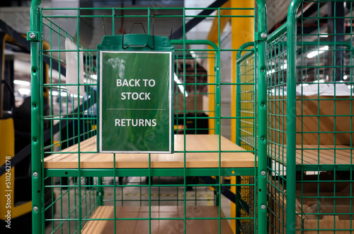 Rack for returns in a distribution warehouse photo