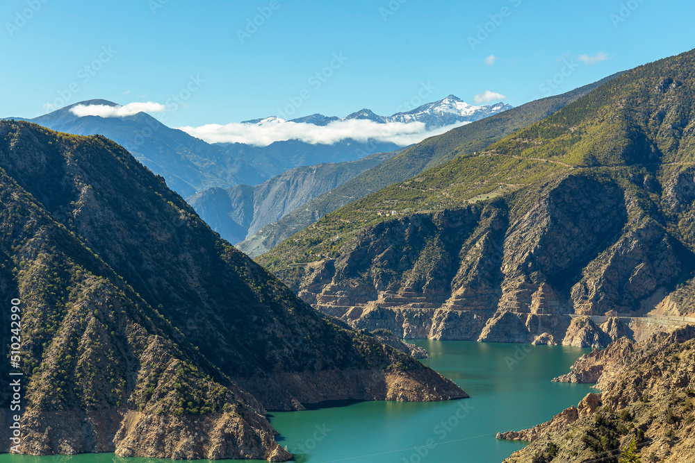 lake in the mountains, artvin, deriner dam. lake in the mountains, artvin, deriner dam.