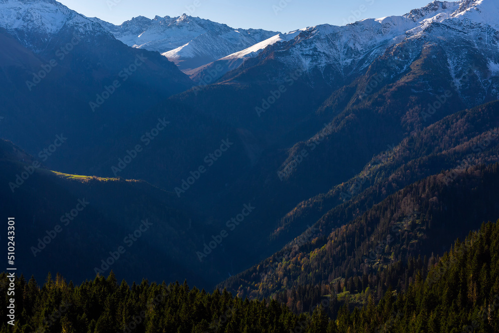 sunrise and high snowy Kaçkar mountains