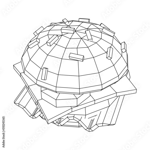 Hamburger or cheeseburger wireframe low poly mesh
