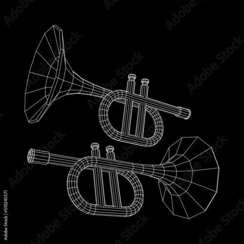 Trumpet pipe fife musiacal instrument vector illustration