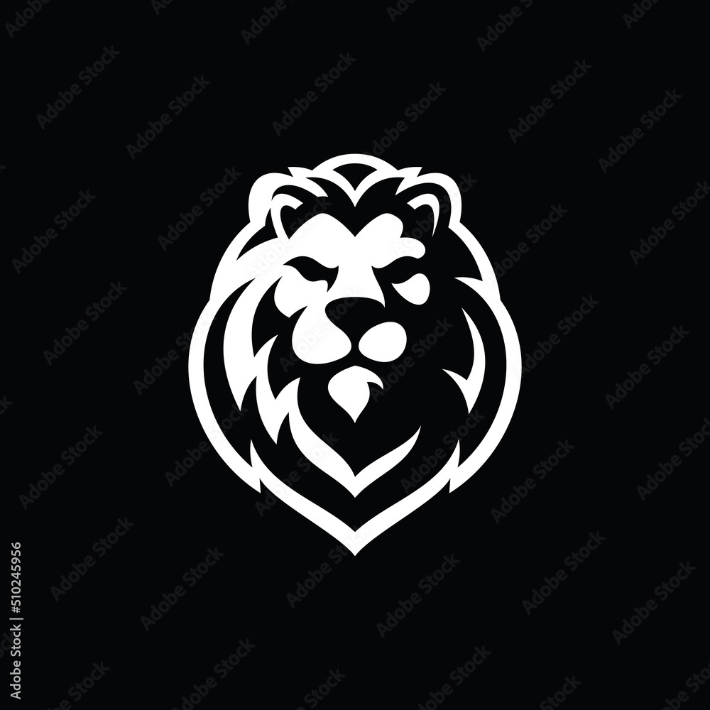 Lion head silhouette logo design. Lion head vector illustration on dark  background Stock Vector | Adobe Stock